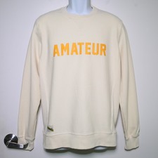 TRACKSMITH - Cream Amateur Long Sleeve Crewneck Pullover Sweatshirt - Mens Small