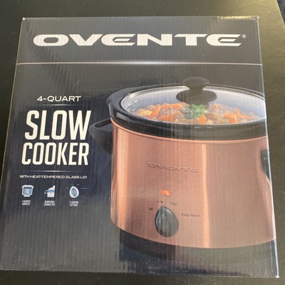 Ovente 4-Quart Slow Cooker With Heat-Tempered Glass Lid Box Never Opened - NEW