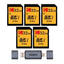 Kodak 32GB Class 10 UHS-I U1 SDHC Memory Card 5 Pack Bundle FAST