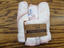 Cutie Pie Baby -GIRLS Chick Pea 6 piece Bath Set, New