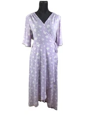 NWT Studio B Lavender Patterned Wrap Dress High-Low Size XL
