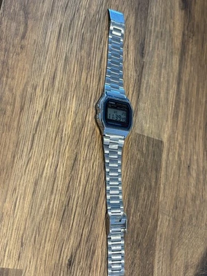 Casio A158W Digital Quartz Watch Stainless Steel Bracelet Alarm Chrono WR