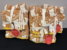 4X Opalhouse Jungalow 2pc Bath Hand Towel Set Orange Print Yellow Trim