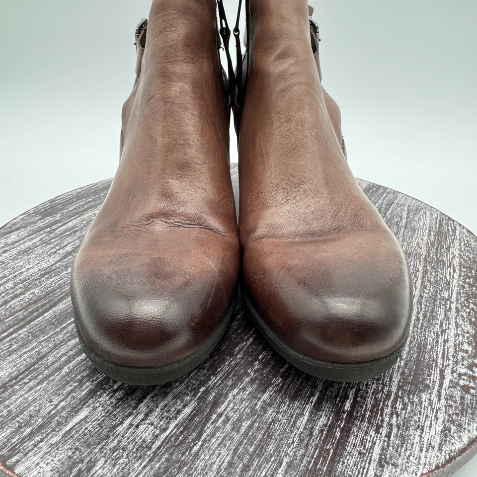 MJUS Botas Mujer 38 EE. UU. 7.5 Cuero Genuino Envejecido Cremallera Zapatos Cómodos Marrón Foto 3 de 4