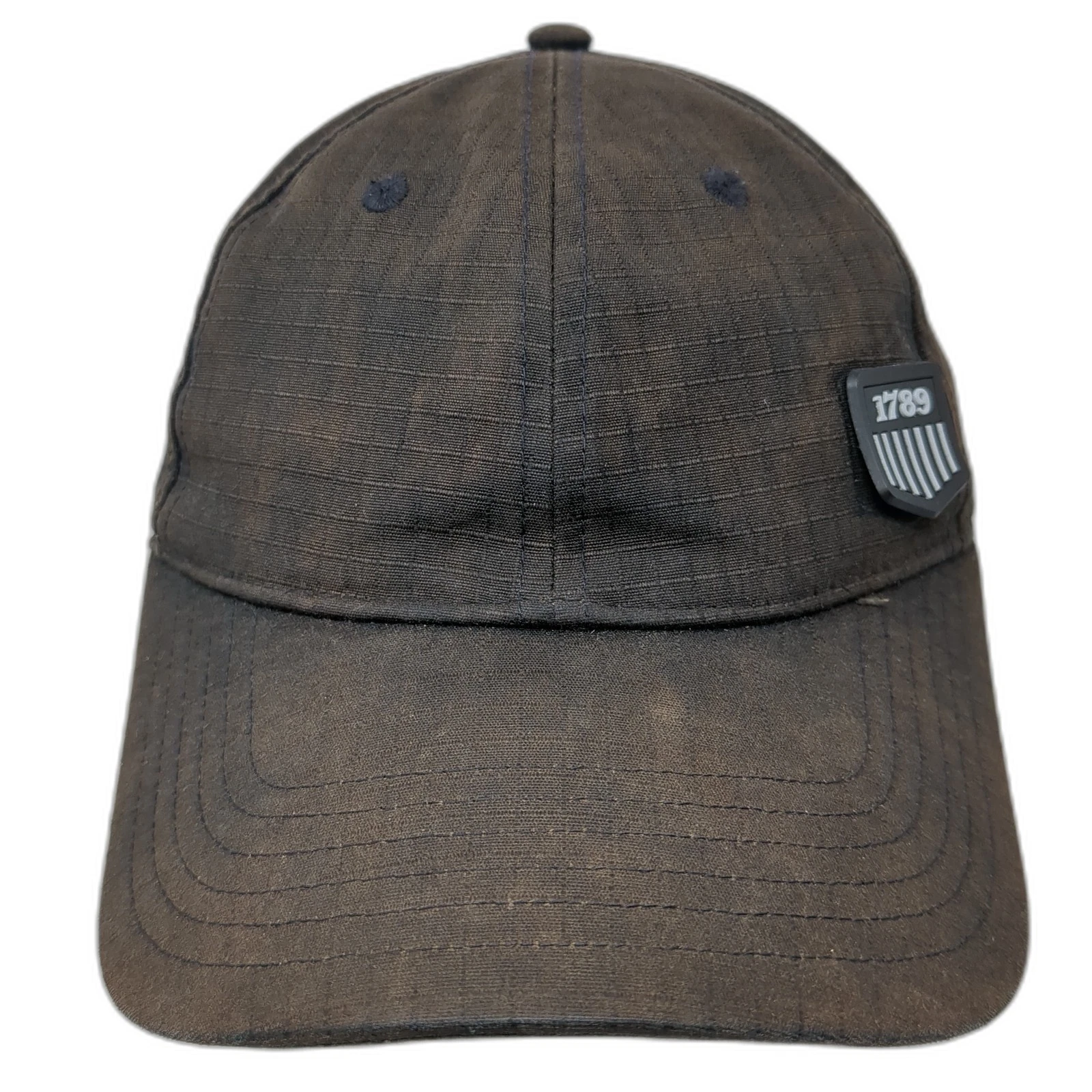1789 Patched Logo Strapback Baseball Cap Black One Size Adjustable Outdoor Cap