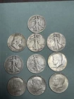 Lot 10 90% Silver Half Dollars Walking Liberty Franklin Kennedy 1936-1964