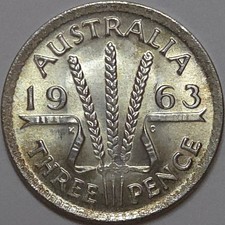 1963 Australia 3 Pence - Uncirculated (Lot#1)