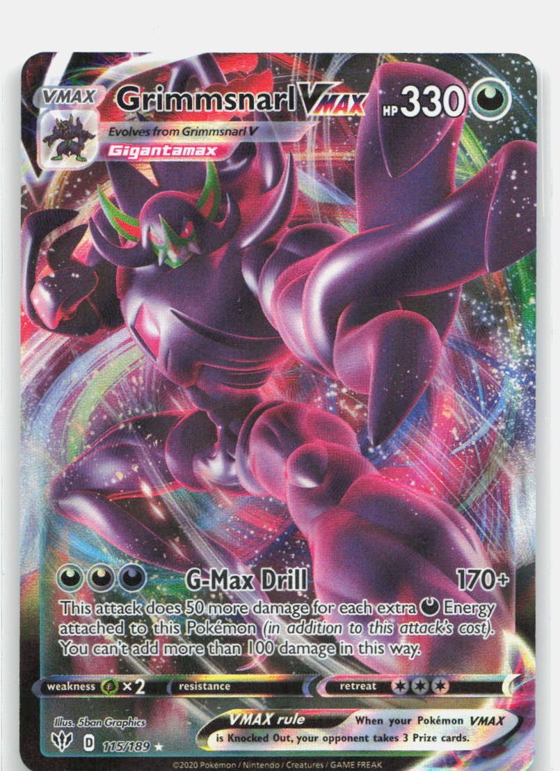 Grimmsnarl VMAX 115/189 Holo VMAX Rare Darkness Ablaze Pokemon Near Mint