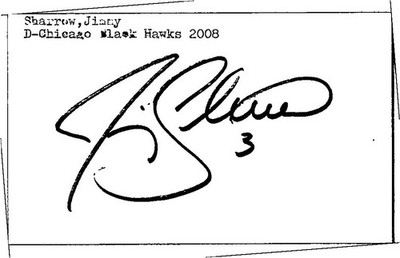 2000's -Jimmy Sharrow- Signed/Autograph/Auto Index Card Atlanta Thrashers NHL