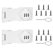 2 PCS Keyless Cabinet Lock 3Digit Combination Code Hasp Latch White 4.5 Inch