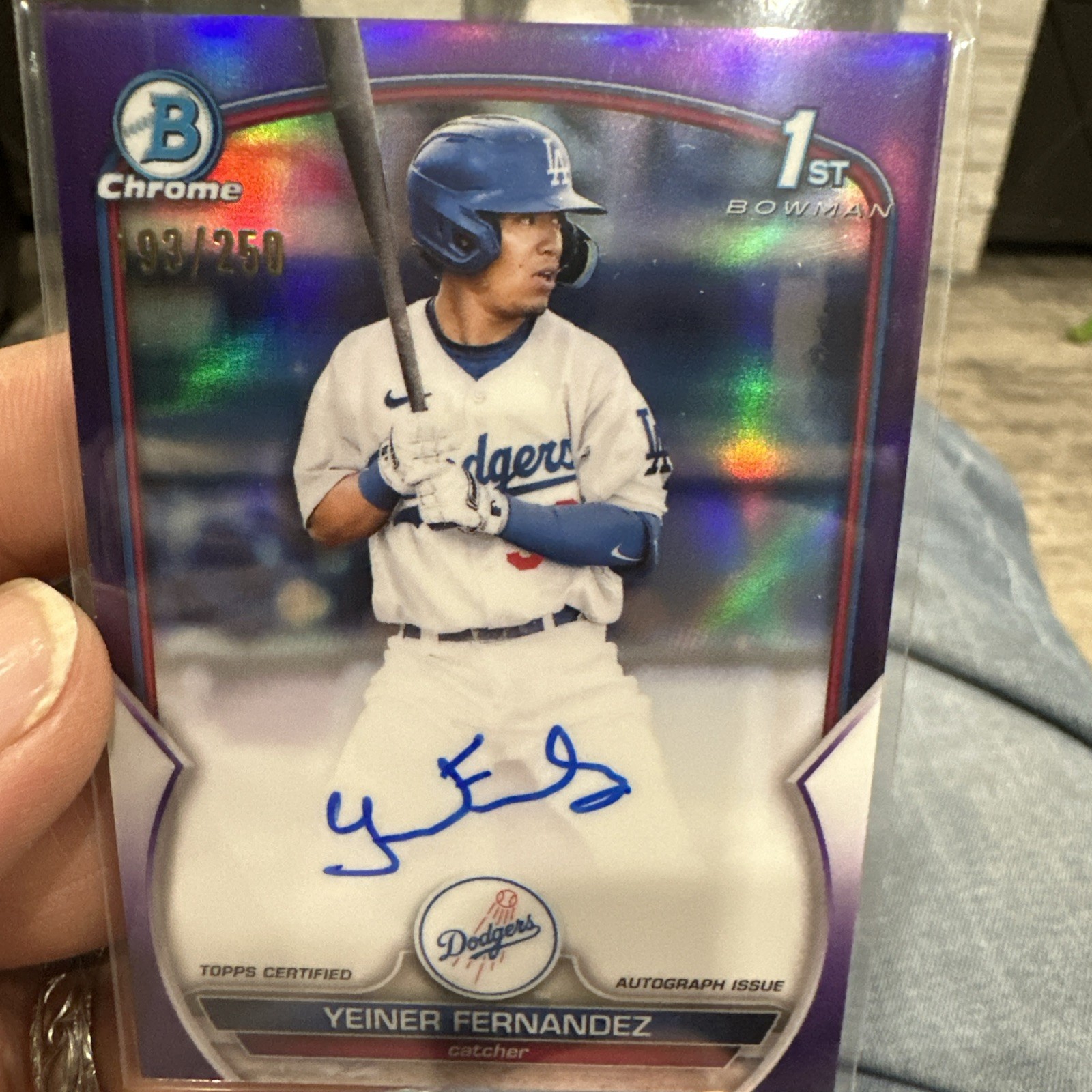 2023 Bowman Chrome Prospect Auto Yeiner Fernandez #CPA-YF Purple Refractor /250