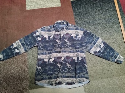 Pacific Crest Authentic Gear  Men's MEDIUM Button-Up Moose Print  100%  COTTON