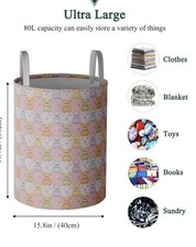80L Laundry Hamper, Collapsible, Waterproof Lining, Toy Storage, Teddy Bears