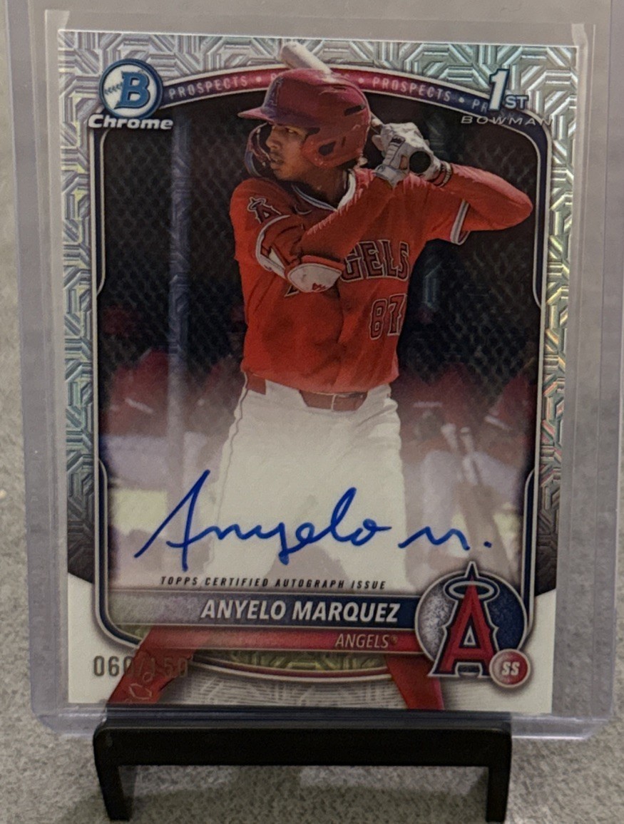 2025 Bowman Chrome Anyelo Marquez Auto 1st Prospect HTA Choice Refractor #/150