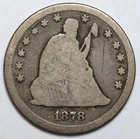 1878-CC 25c Seated Liberty Silver Quarter - RAW - Tough Carson City Coin