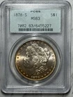 1878-S Morgan Silver Dollar $1 PCGS MS 63 OLD GREEN HOLDER OGH TONER
