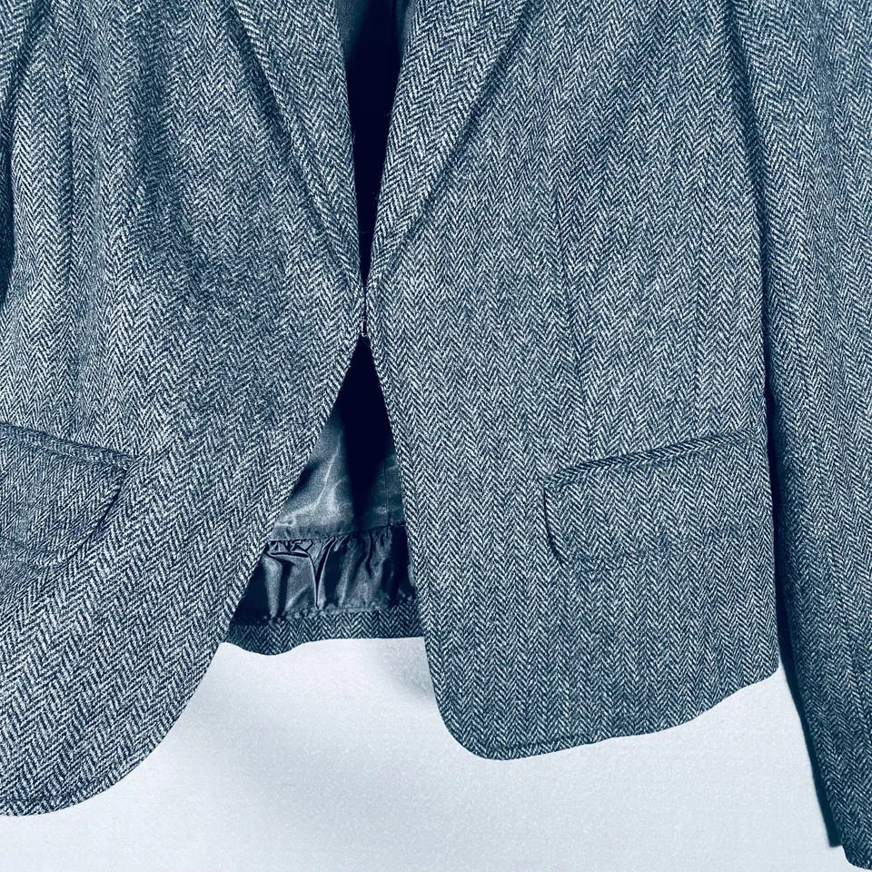 Blazer J Crew para mujer 12 gris lana tweed cierre de chaqueta de un solo pecho Foto 3 de 4