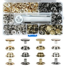 68 Sets 15mm 5/8" Mixed Heavy Duty Snap Fasteners Kit, Metal Snaps for Leathe...