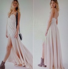 Free People Champaign Nude Satin Party Dress Size 10 sleeveless