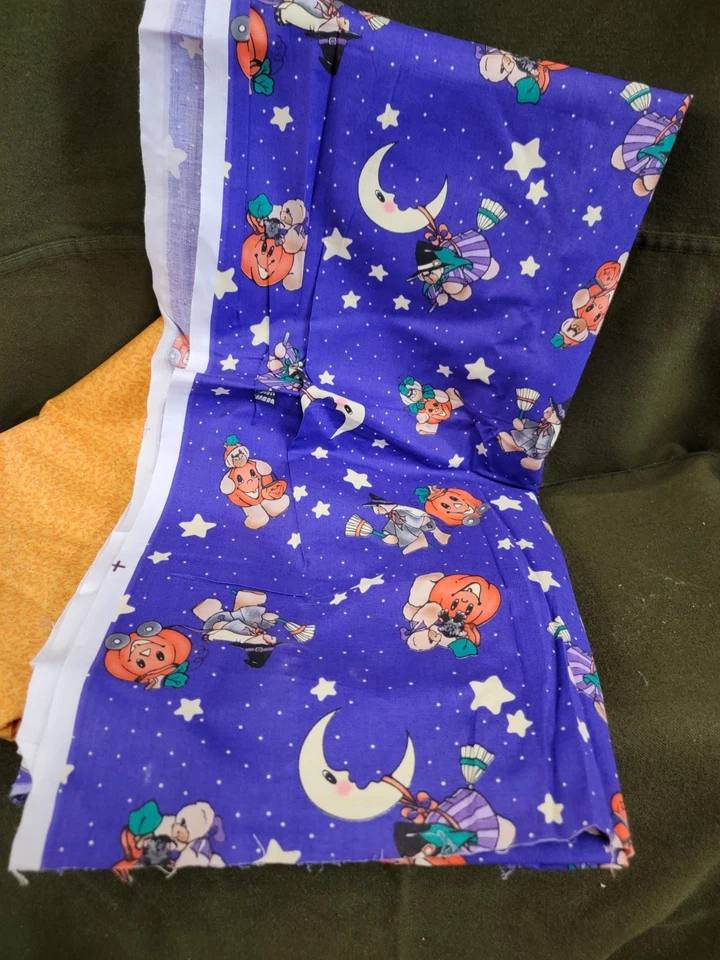 Vtg Lot Daisy Kingdom Halloween Hijinxs Bear Pumpkin 2.44 Yds Cotton Fabric 1995 - Image 4 of 4