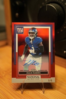 Malik Nabers Auto NSCC 5/5 RED Bookend! NATIONAL 2026 Topps Chrome #NFL16