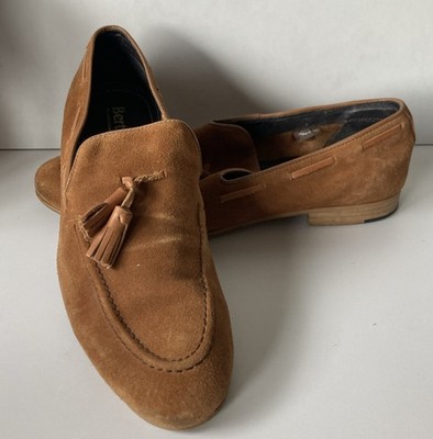 Herren Bertie hellbraun Wildlederoptik Leder Bootsschuhe, UK-8 sehr guter Zustand Slipper
