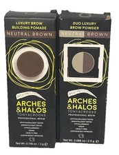 2x Arches and Halos NEUTRAL BROWN Luxury Brow Eyebrow Pomade & Duo Brow Powder 2