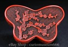 6" Old Chinese Red Lacquerware Carving Plum Blossom Tree Jewelry Case Box