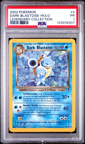 PSA 1 PR 2002 Pokemon Legendary Collection Dark Blastoise 4/110 Holo Foil WOTC
