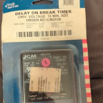ICM ICM203B Delay-On Break Timer Relay 120/240 VAC 10A 10 Min Adj 3-Pin SPDT