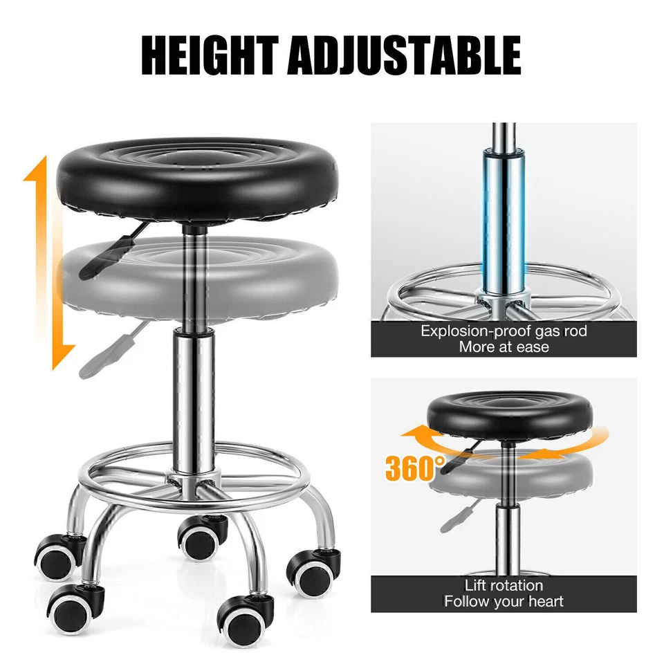 Drehhocker auf Rollen höhenverstellbarer Rollhocker für Kosmetikstudios Gxydudrv - Bild 4 von 4