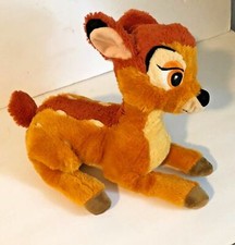 Disney Store Plush Bambi lying down fluffy 13" Lgth Stuffed Animal Toy