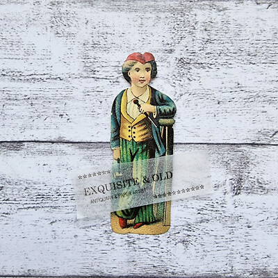 um 1900 Junge Handwerker Mann Vintage Victorian Glanzbild Prägedruck Luxuspapier