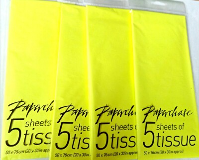 100 x BLATT NEONGELB SEIDENPAPIER (20 5er Pack) UVP 30£ Geschenkpapier
