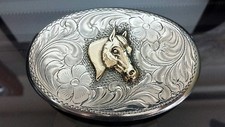 vintage 1950's-1960's Sterling Diablo Cowboy Cowgirl Rodeo Horse Buckle