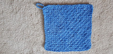 New Hand Knitted Soft Blue Baby Dummy Teether Comforter Blanket 11" X 11"