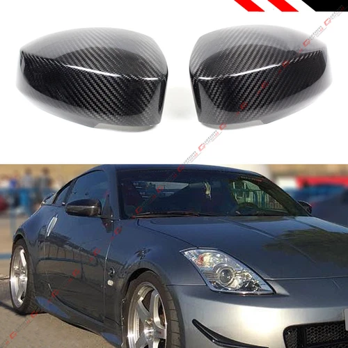 FOR 2003-2007 NISSAN 350Z Z33 REAL CARBON FIBER SIDE MIRROR COVERS CAP OVERLAY