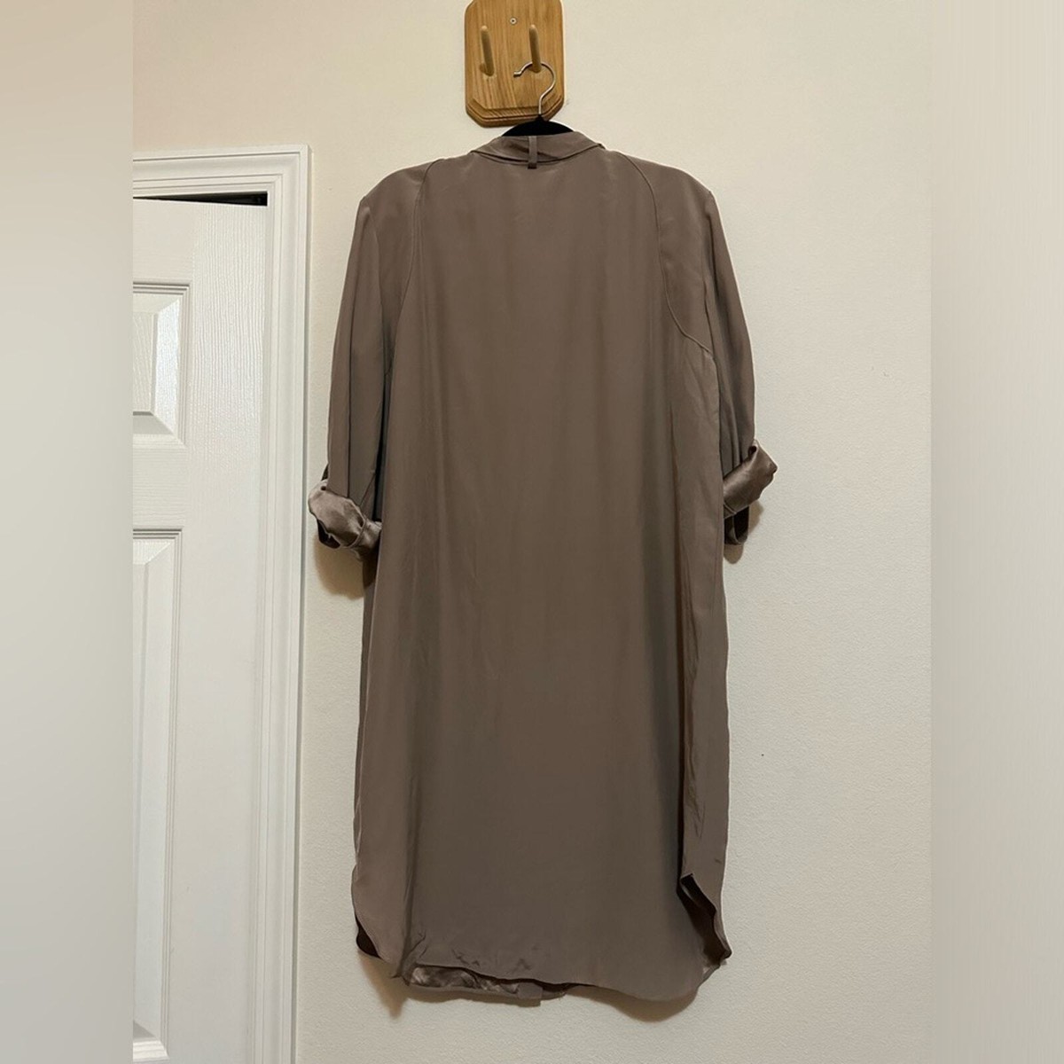 Revolve Amanda Uprichard Brown 100% Silk Button Down Dress in Size Medium |  eBay