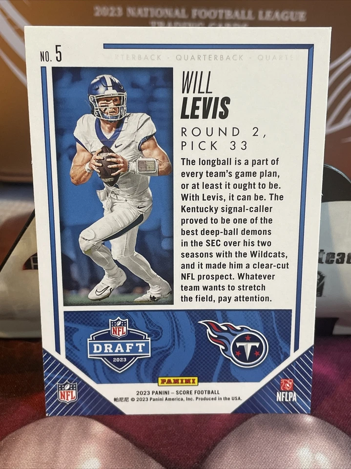 2023 Score NFL Draft Showcase #5 Will Levis Rookie Card (RC) Tennessee Titans 🔥 - Image 2 of 2