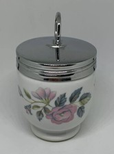 Vintage Royal Worcester Porcelain Egg Coddler In June Garland Pattern Pink Rose