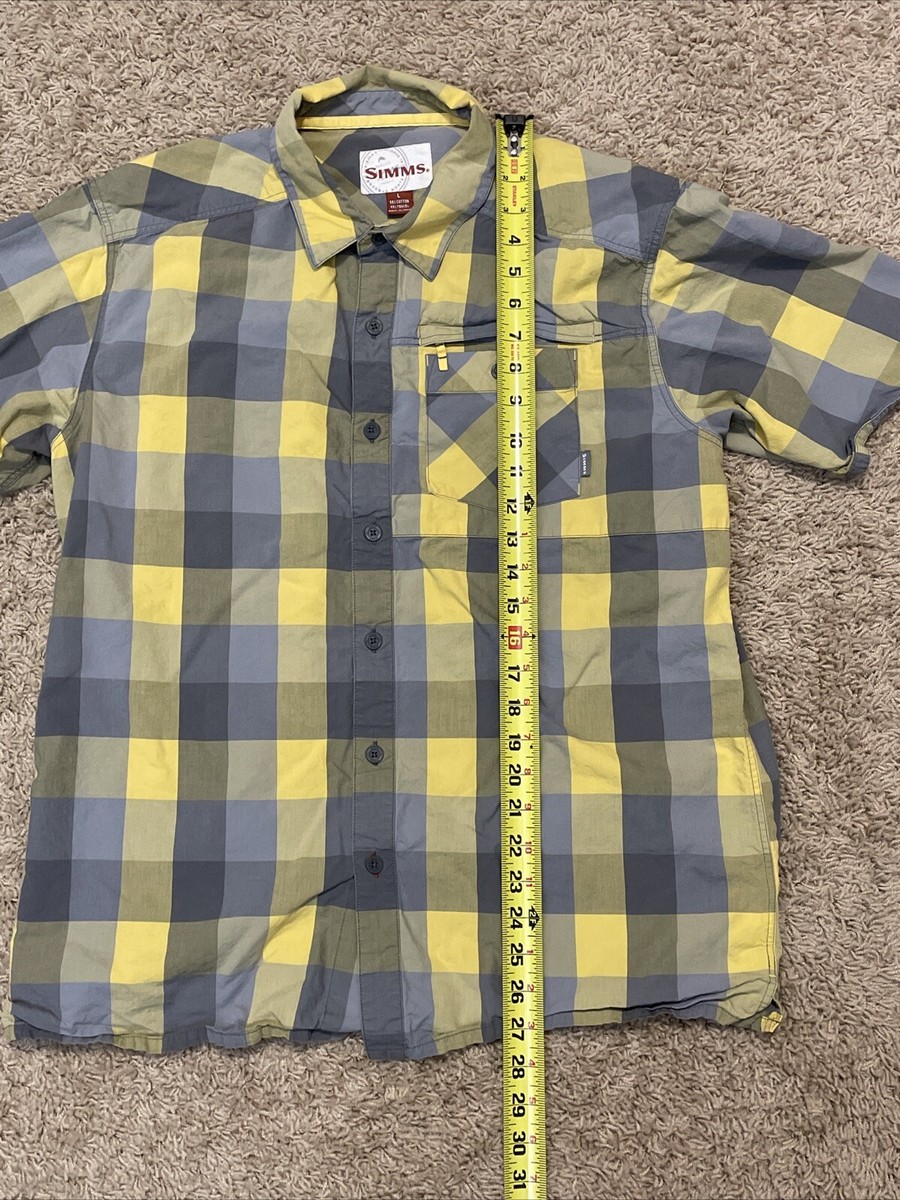 Simms★シムス Espirito 半袖シャツ size:S Simms Shirt Mens L Gray Yellow Plaid Espirito Short Sleeve