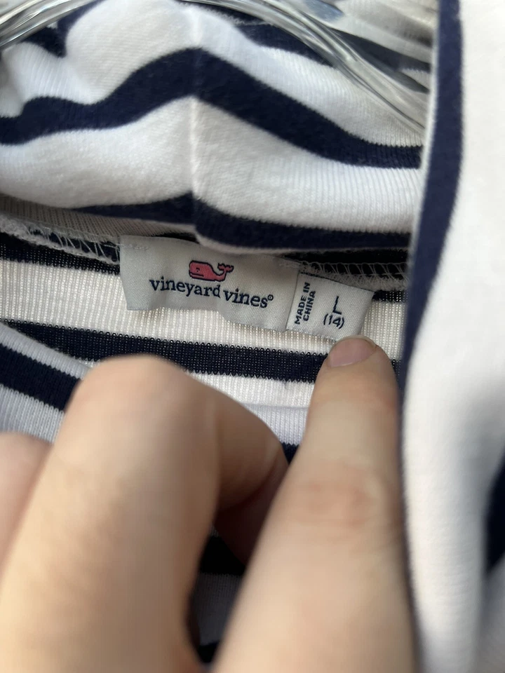 Vestido Vineyard Vines Niñas L - 14 ~ Juvenil Capucha Cuello Rayas Manga Larga Suéter Foto 2 de 4