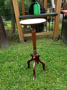 Tall wood w/marble top plant stand 36" tall