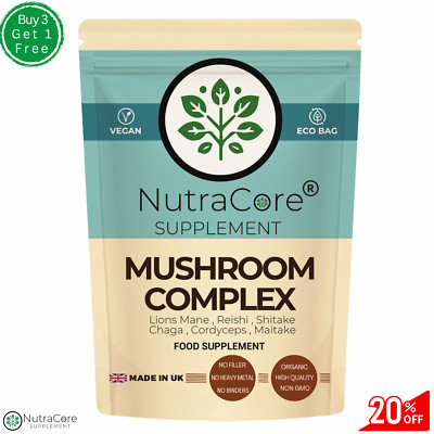 Pilzkomplex Kapseln (Löwenmähne, Reishi, Shitake, Chaga, Cordyceps, Maitake) - 90 Kapseln