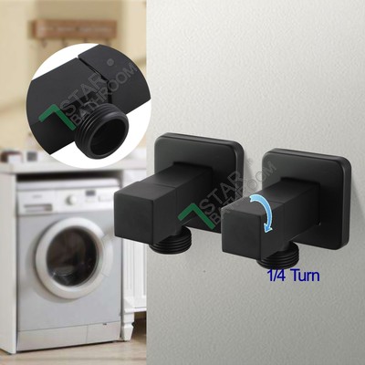 Brass Black Square Bathroom Washing Machine 1 4 Turn Twin Taps