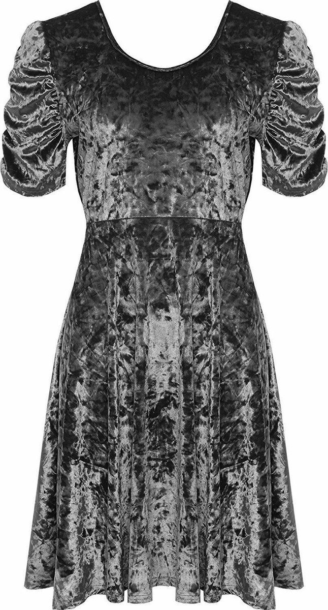 Abito Swing Donna Plus Size Maniche Corte – Velluto Crush Con Schiena Incrociata – Taglie 14-28