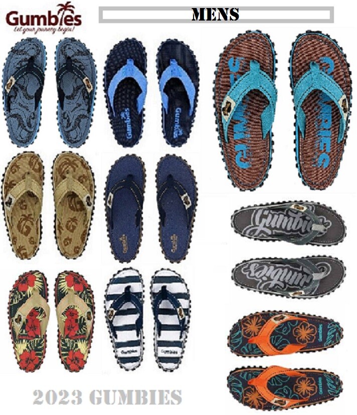 2023 MENS OFFICIAL GUMBIES NATURAL FLIP FLOPS DUCKBILL u0026 ISLANDER SLIP ON  GUMBY | eBay