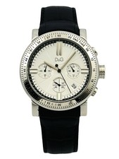 Dolce & Gabbana Men's DW0485 Multifunction Black Leather Strap White Dial Watch