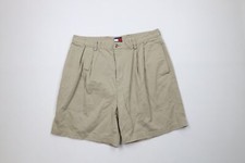 Vintage 90s Tommy Hilfiger Mens 36 Faded Pleated Above Knee Chino Shorts Beige