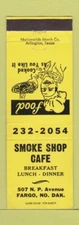 Matchbook Cover - Smoke Shop Cafe Fargo ND